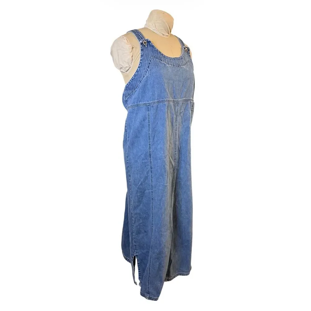 Paul Harris Denim Maxi Dress XL Blue Jean Denim Overall Minimalist Basic - Picture 3 of 11